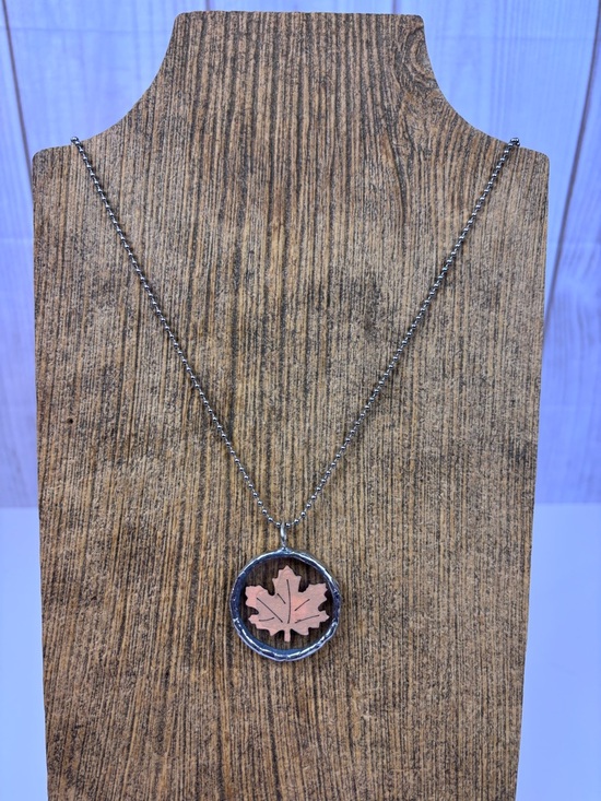 Hand Crafted Jewelry - Handcrafted Necklace Bead Chain Maple Leaf Pendant Modern Everyday Jewelry